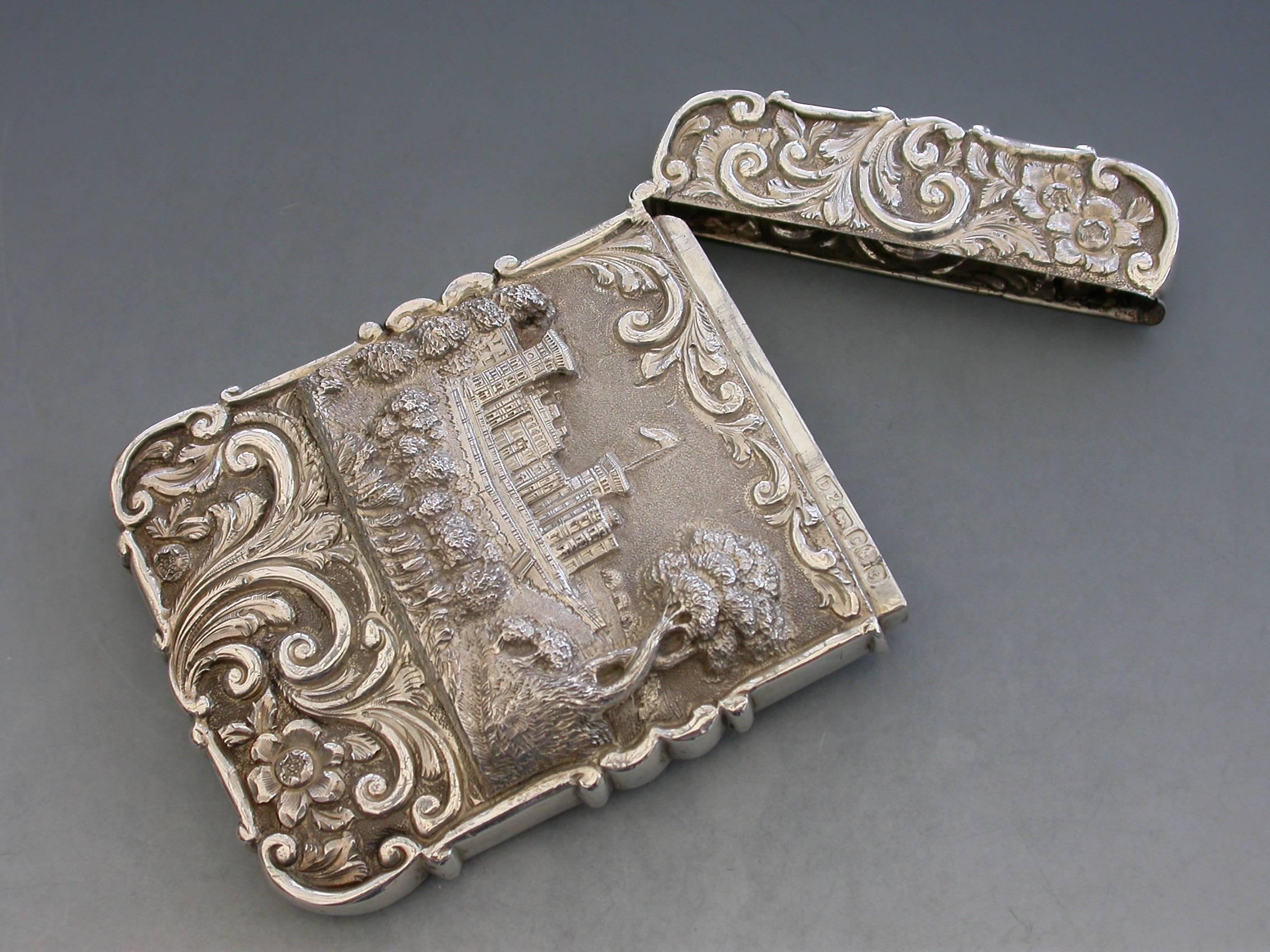 English Victorian Silver Castle-Top Card Case 