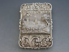Victorian Silver Castle-Top Card Case "Osborne House" from the Shrubbery 1851