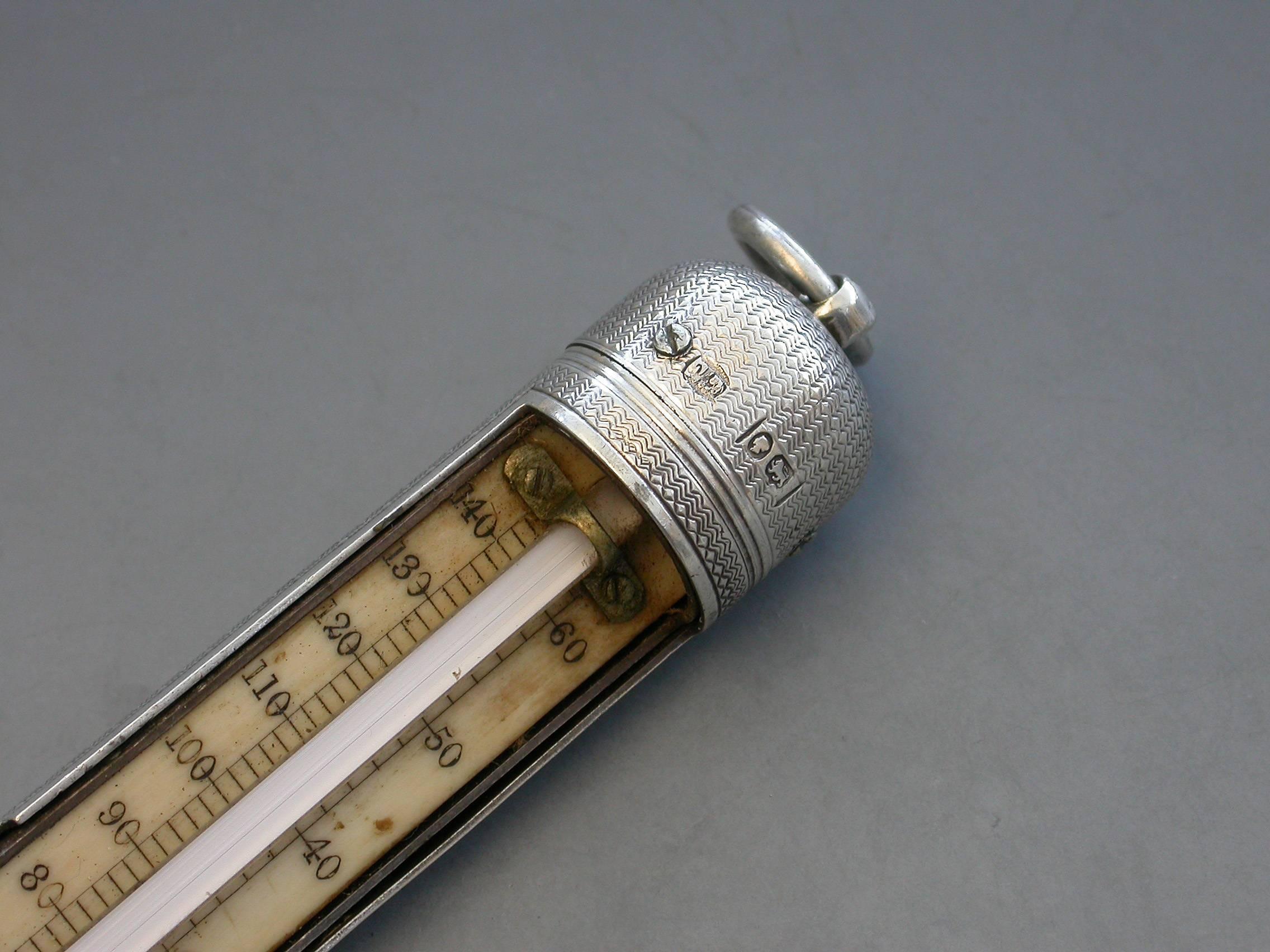 Victorian Silver Thermometer with Swivelling Case by Thornhill & Co London, 1883 3