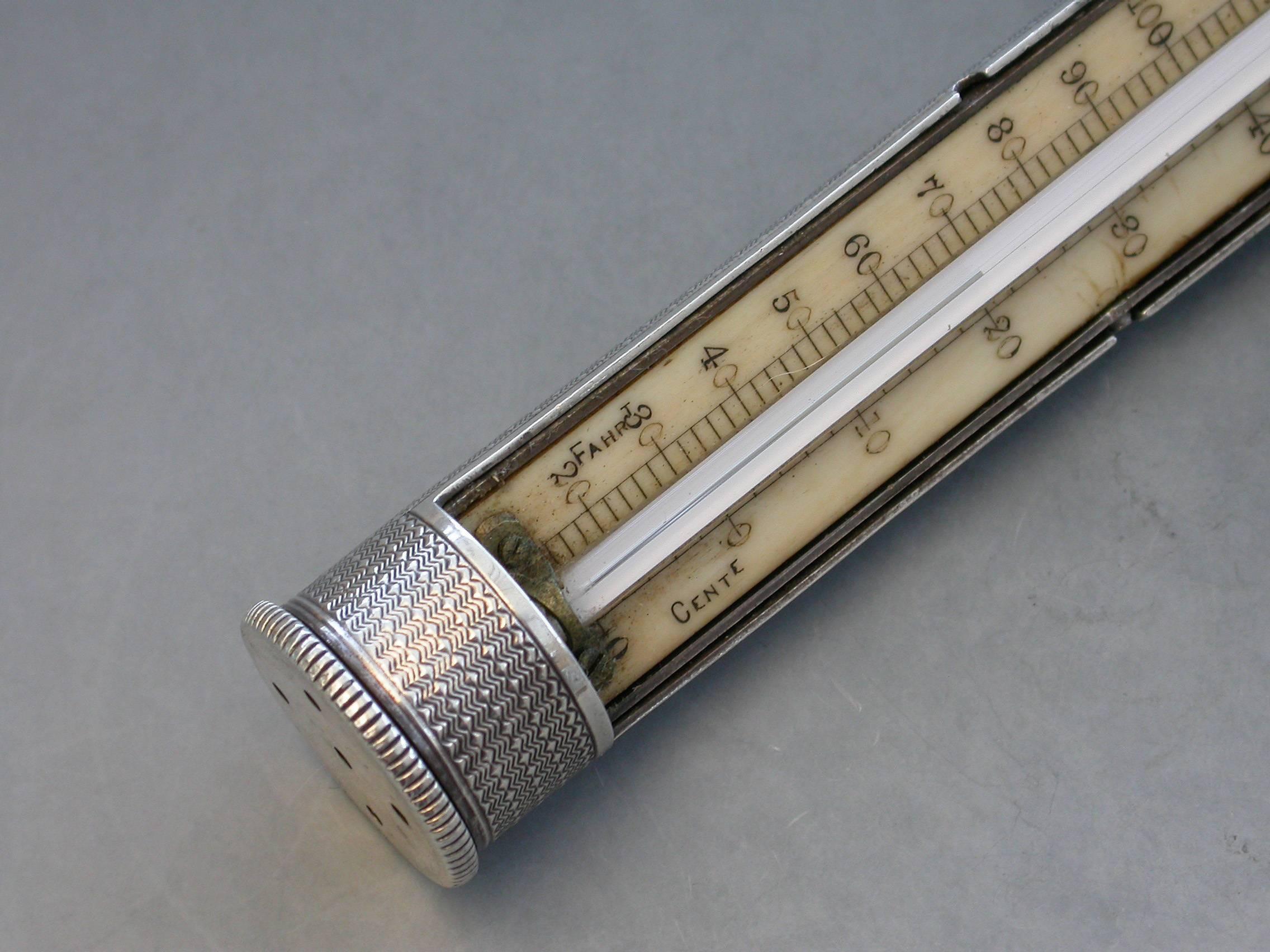 Victorian Silver Thermometer with Swivelling Case by Thornhill & Co London, 1883 4