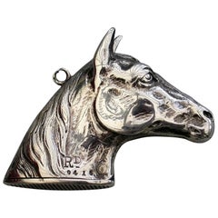 Victorian Novelty Silver Figural Horses Head Vesta Case, H B S, Birmingham, 1884