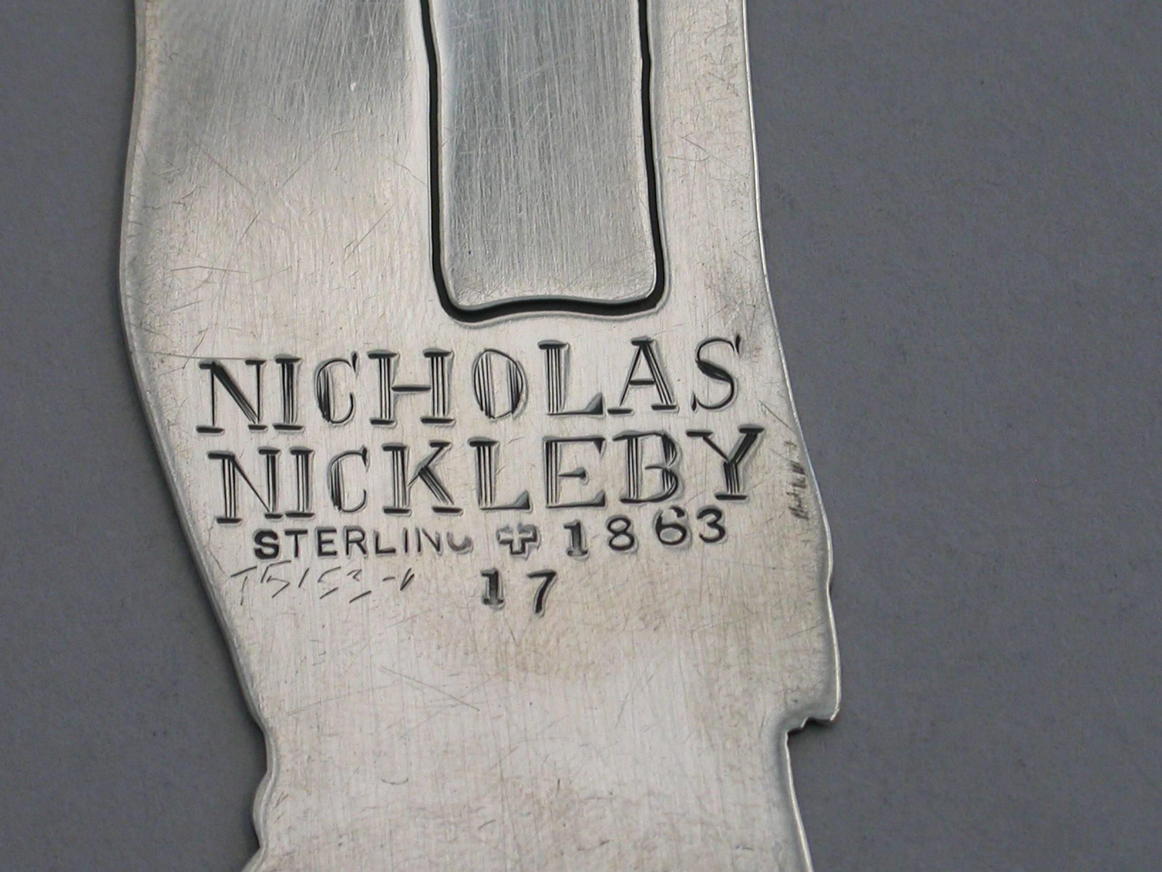 Edwardian Novelty Silver Figural Bookmark Charles Dickens 'Nicholas Nickleby' For Sale 3