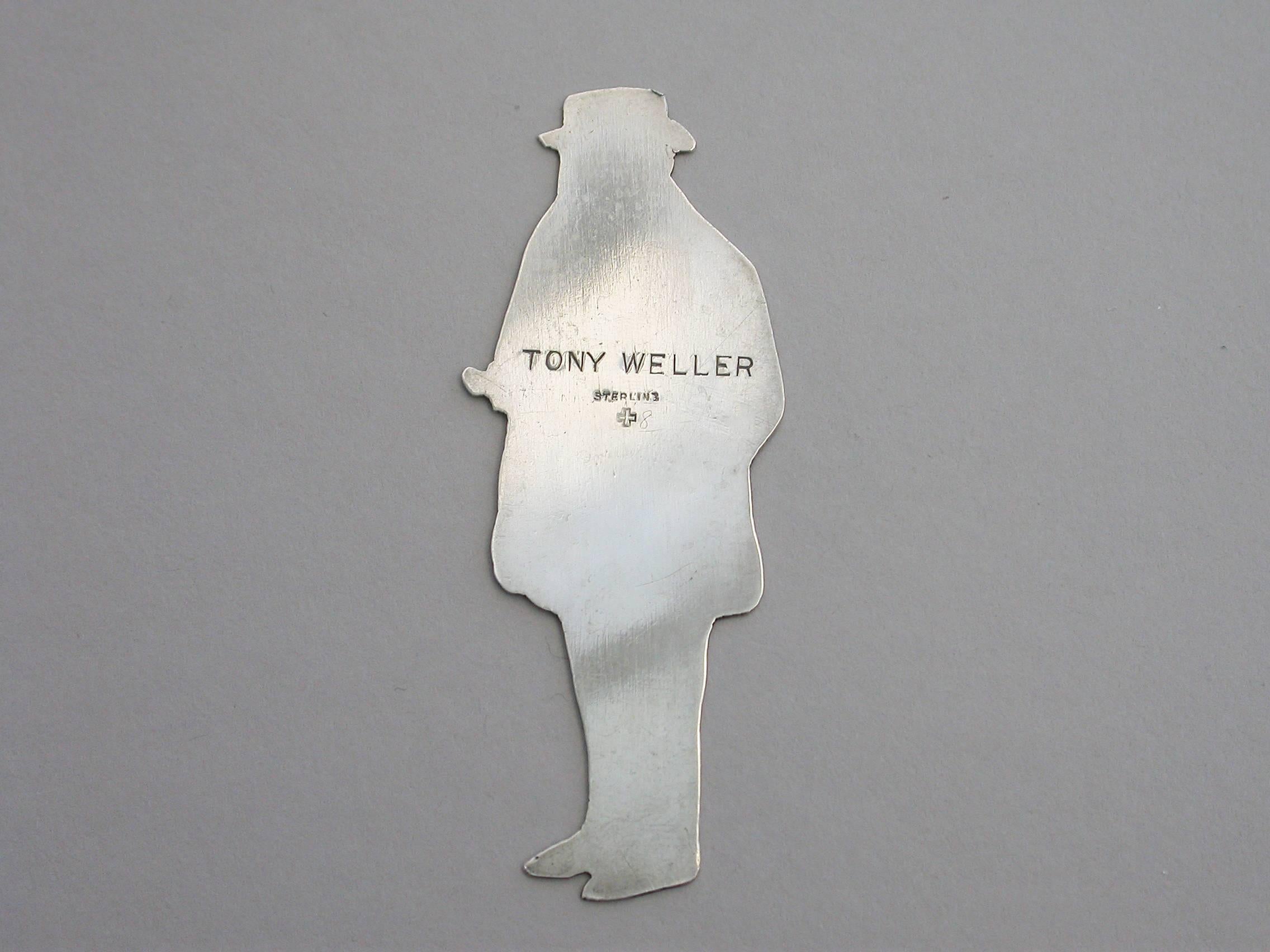 Edwardian Novelty Silver Figural Bookmark Charles Dickens 'Tony Weller' New York For Sale 2