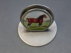 Edwardian Silver and Enamel Shire Horse Menu Holder