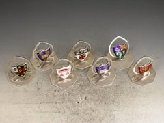 Set Seven Edwardian Silver & Enamel 'Oxford & Cambridge' University Menu Holders
