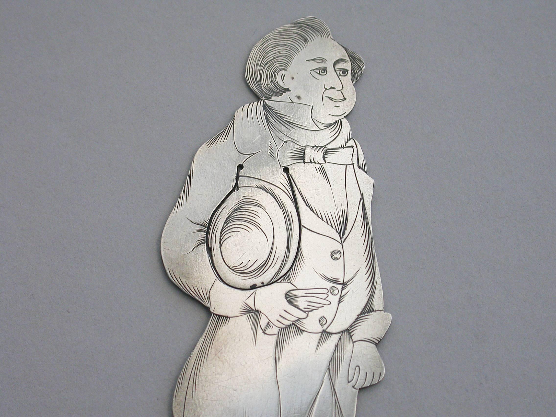 Edwardian Novelty Silver Figural Bookmark 'Mr Turveydrop', New York In Good Condition For Sale In Sittingbourne, Kent