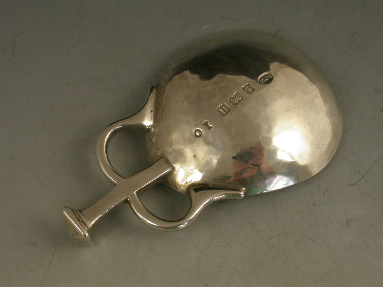 English George V Silver, Arts & Crafts Style Caddy Spoon by A E Jones, 1919 For Sale
