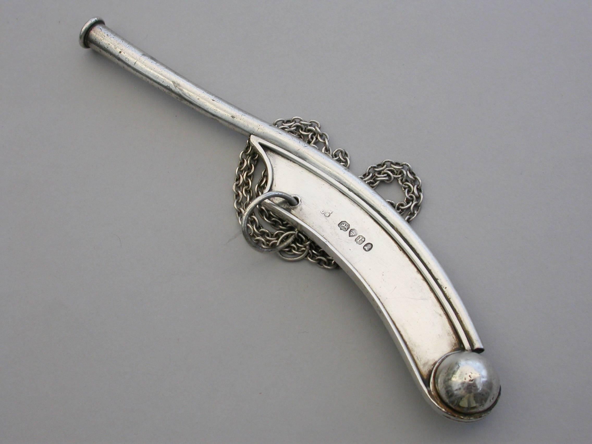 William IV Large Silver Bosuns Whistle by Reily & Storer, London, 1832 3