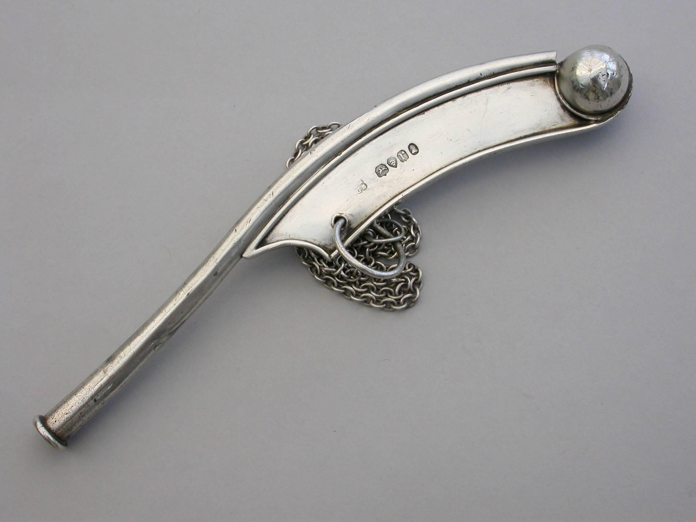 William IV Large Silver Bosuns Whistle by Reily & Storer, London, 1832 4