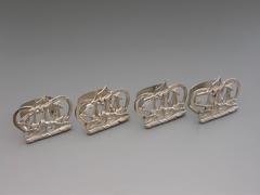 Set of Four Victorian Scottish Silver Gallion Menu Holders