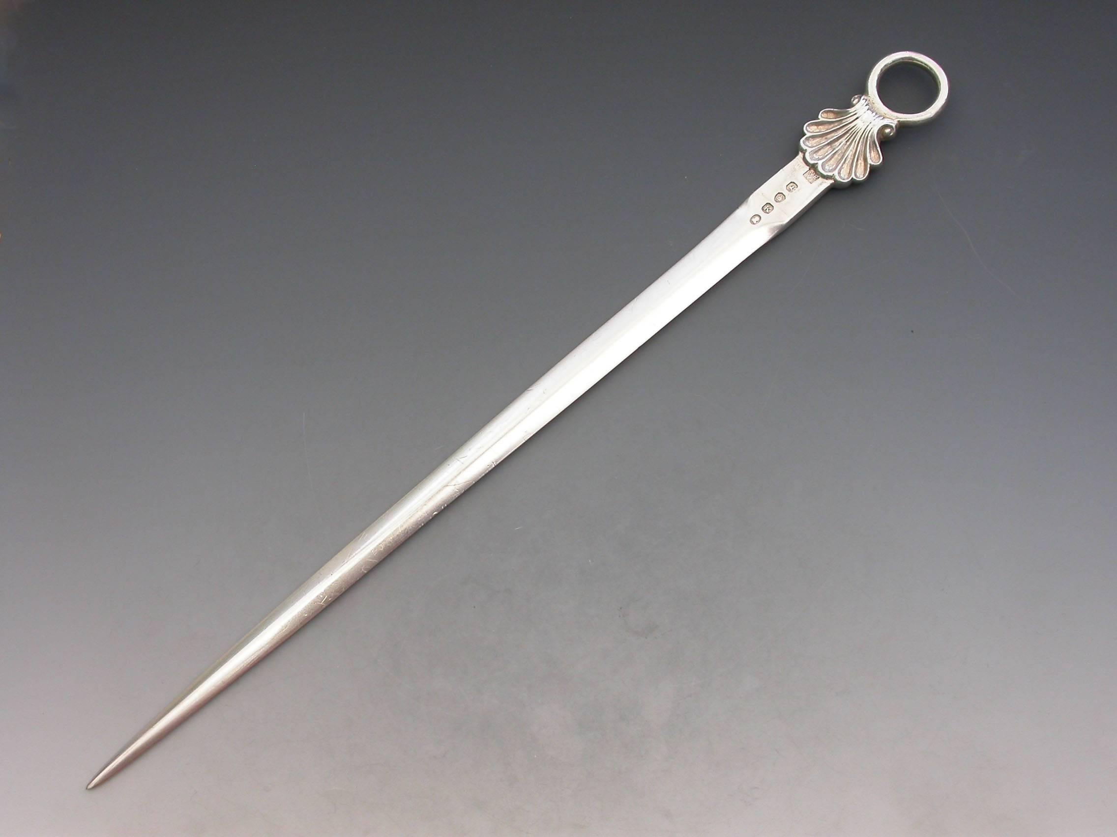 George III Heavy Cast Antique Silver Shell and Ring Meat Skewer 2
