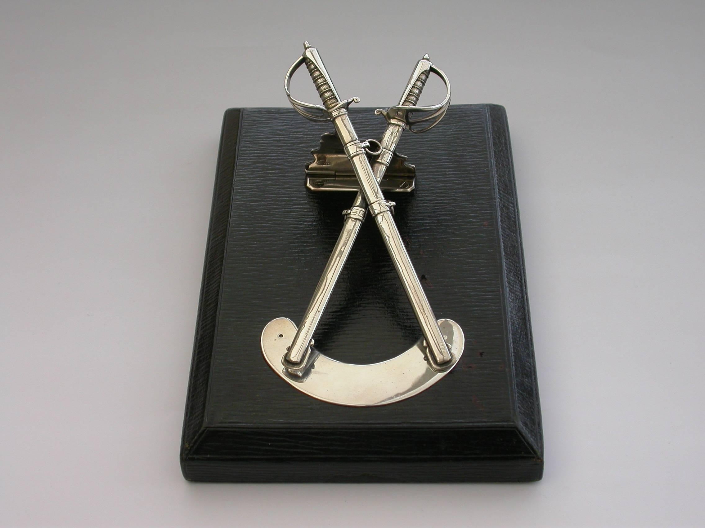 Victorian Silver Officers Dress Swords Desk Clip Propelling Pencil Letter Opener 2