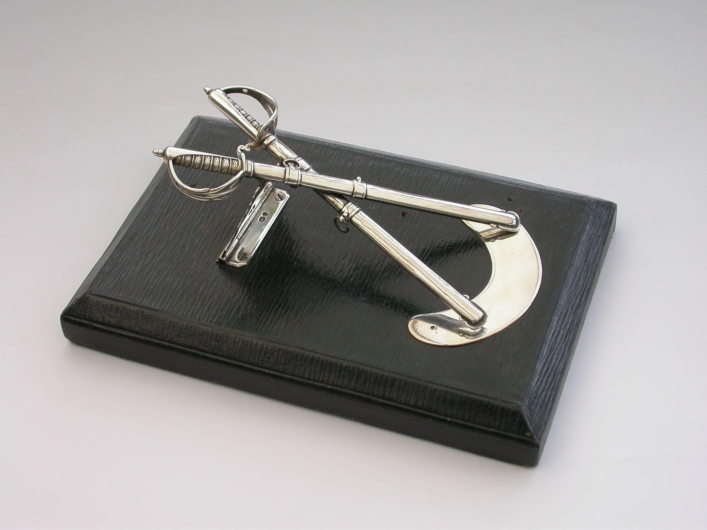Victorian Silver Officers Dress Swords Desk Clip Propelling Pencil Letter Opener 3