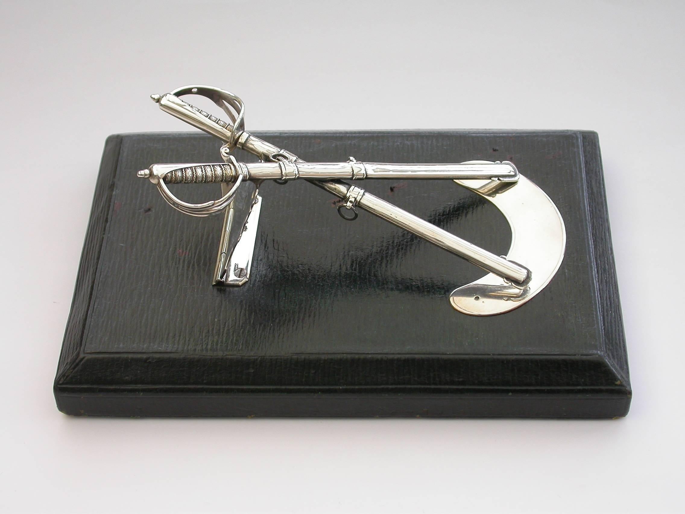 Victorian Silver Officers Dress Swords Desk Clip Propelling Pencil Letter Opener 4