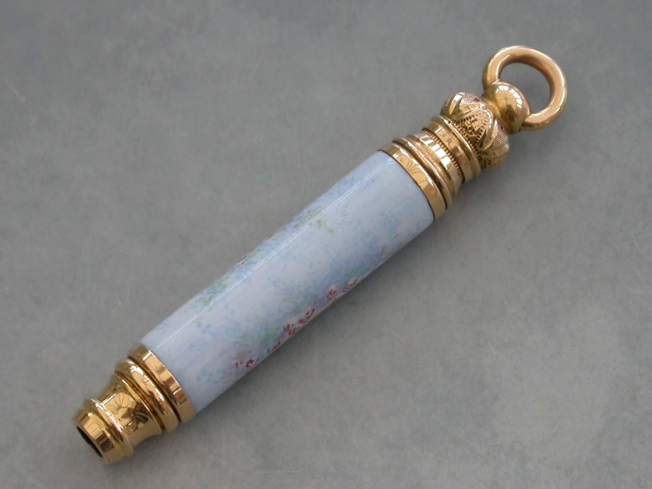 Late 19th Century French Gold and Enamel Telescopic Propelling Pencil