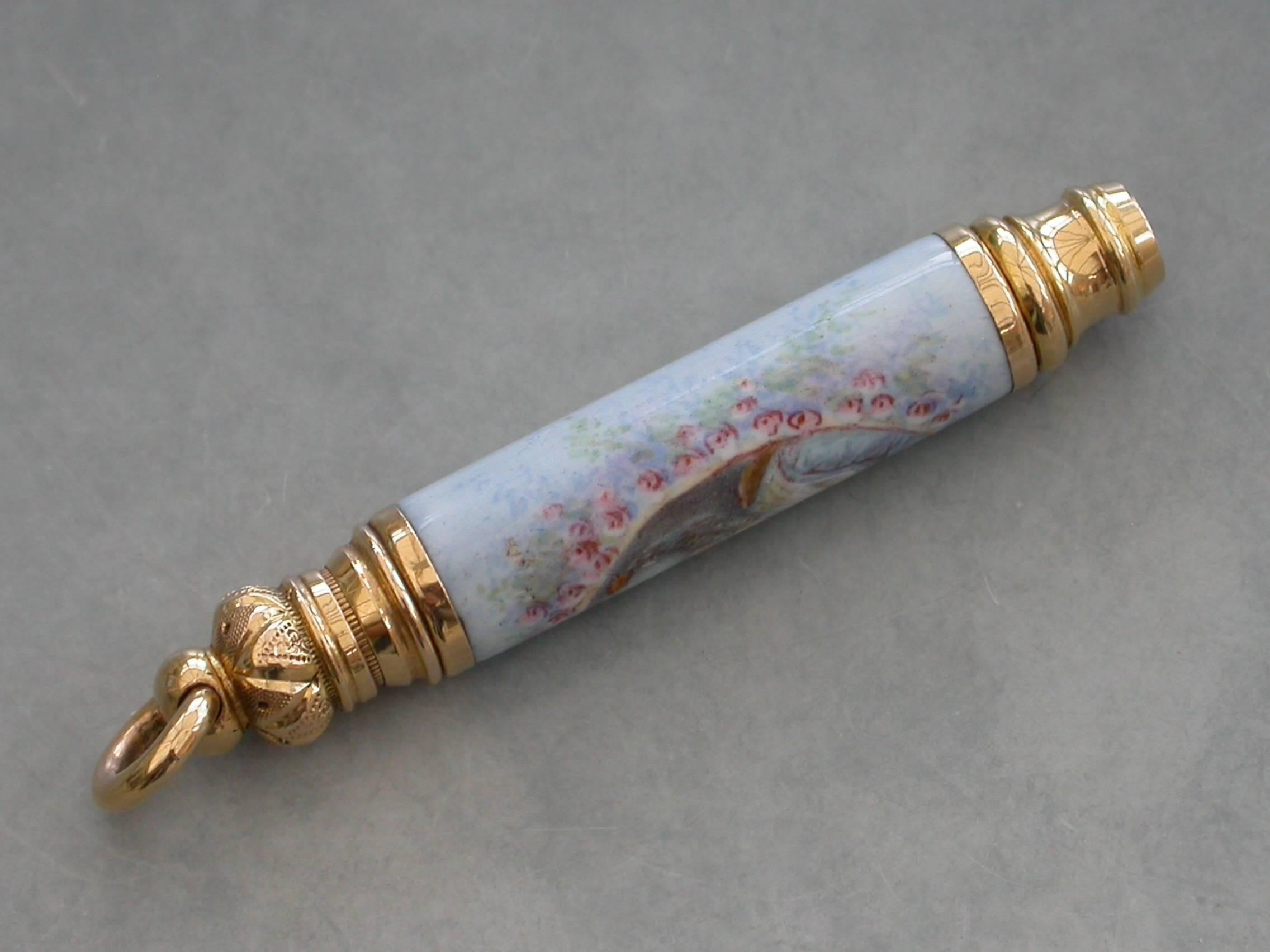 French Gold and Enamel Telescopic Propelling Pencil 1