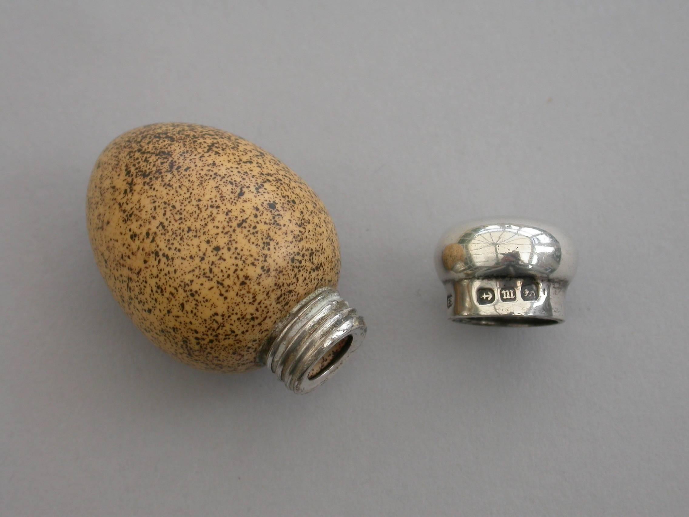 Victorian Silver and McIntyre Ceramic Wrens Egg Scent Bottle, 1896 2
