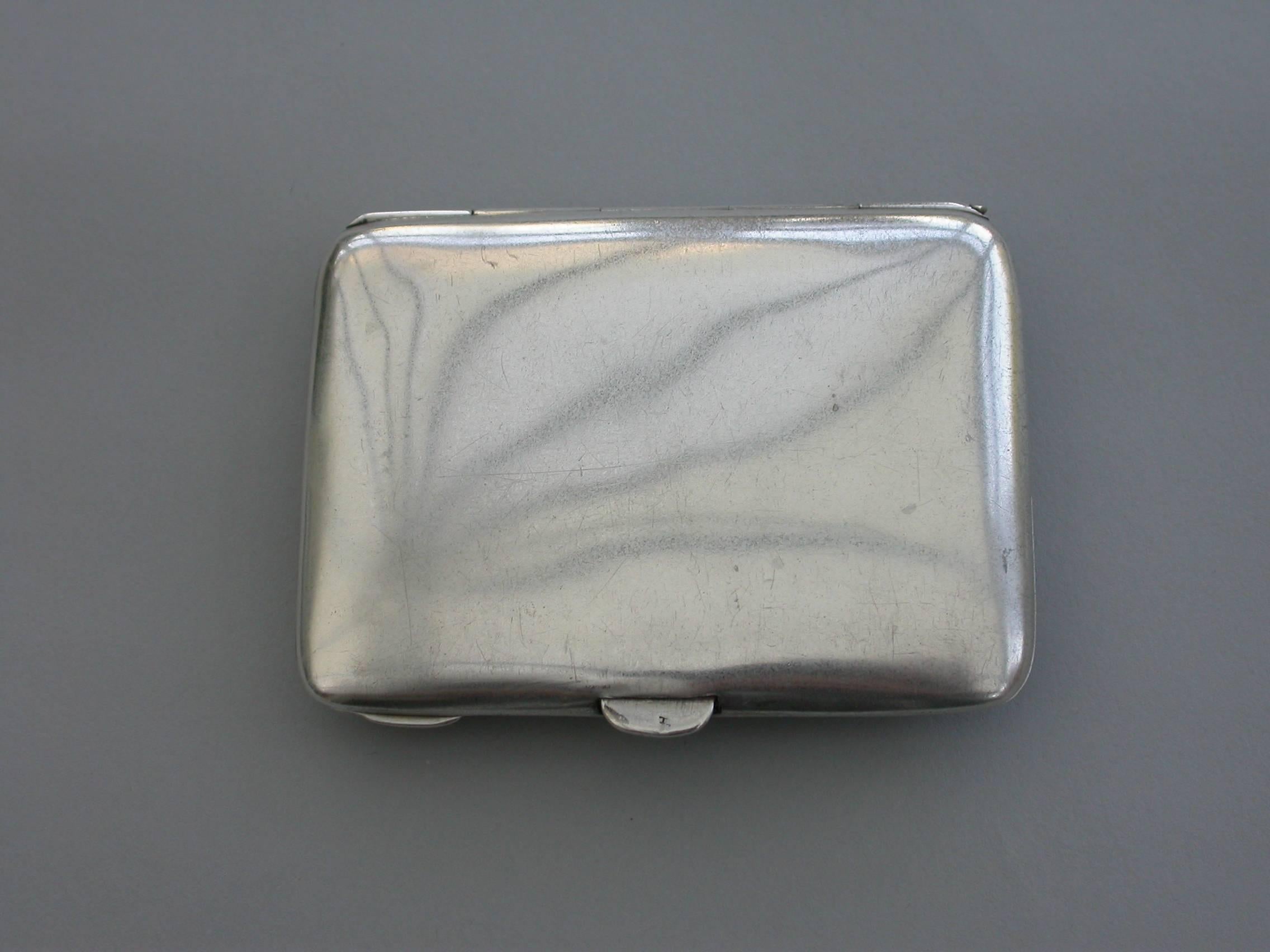 Early 20th Century Silver and Guilloche Enamel 'Violets' Cigarette Case, 1915 In Good Condition In Sittingbourne, Kent