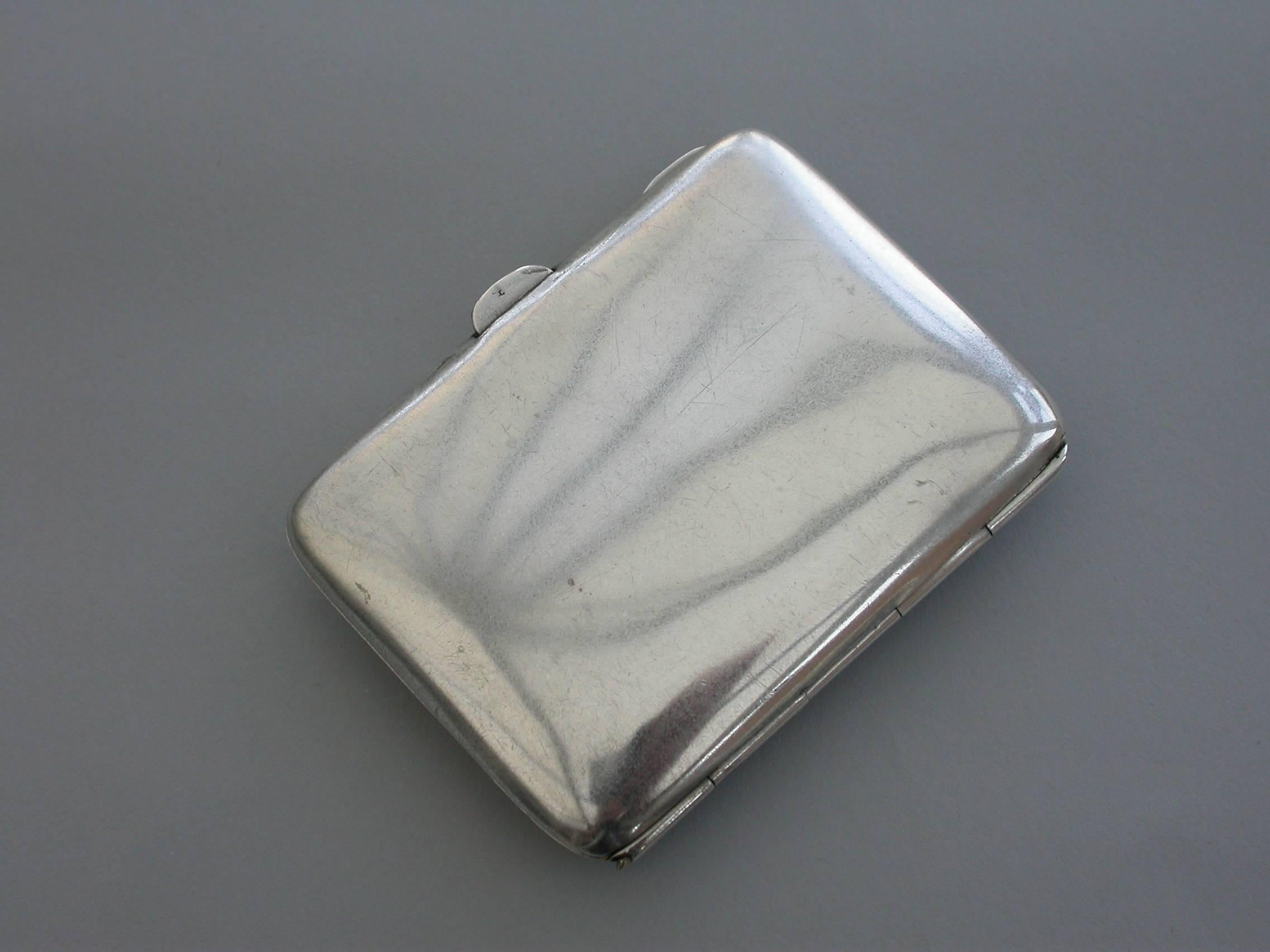 Early 20th Century Silver and Guilloche Enamel 'Violets' Cigarette Case, 1915 2