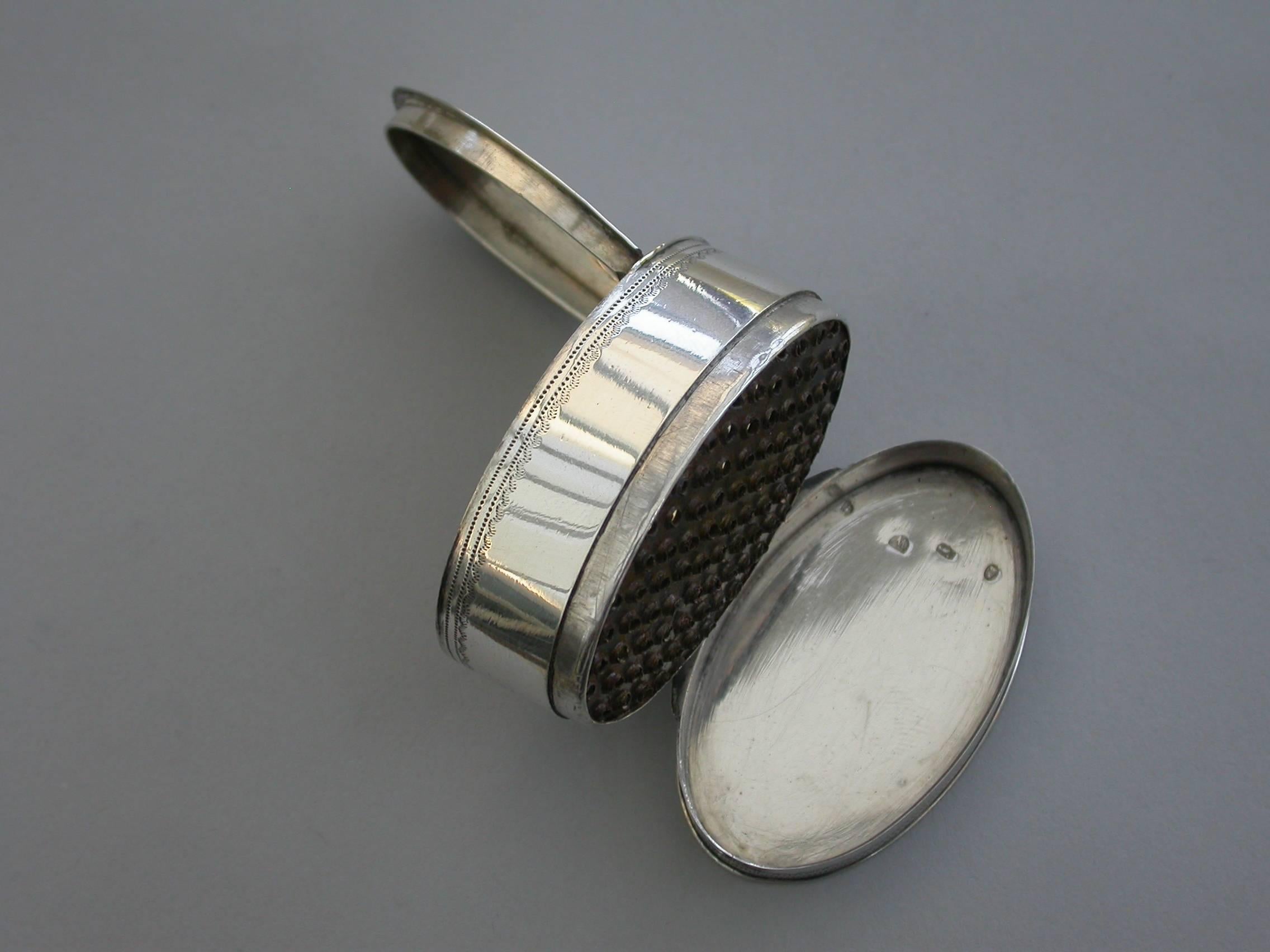 George III Navette Shaped Silver Nutmeg Grater, Birmingham, 1794 3