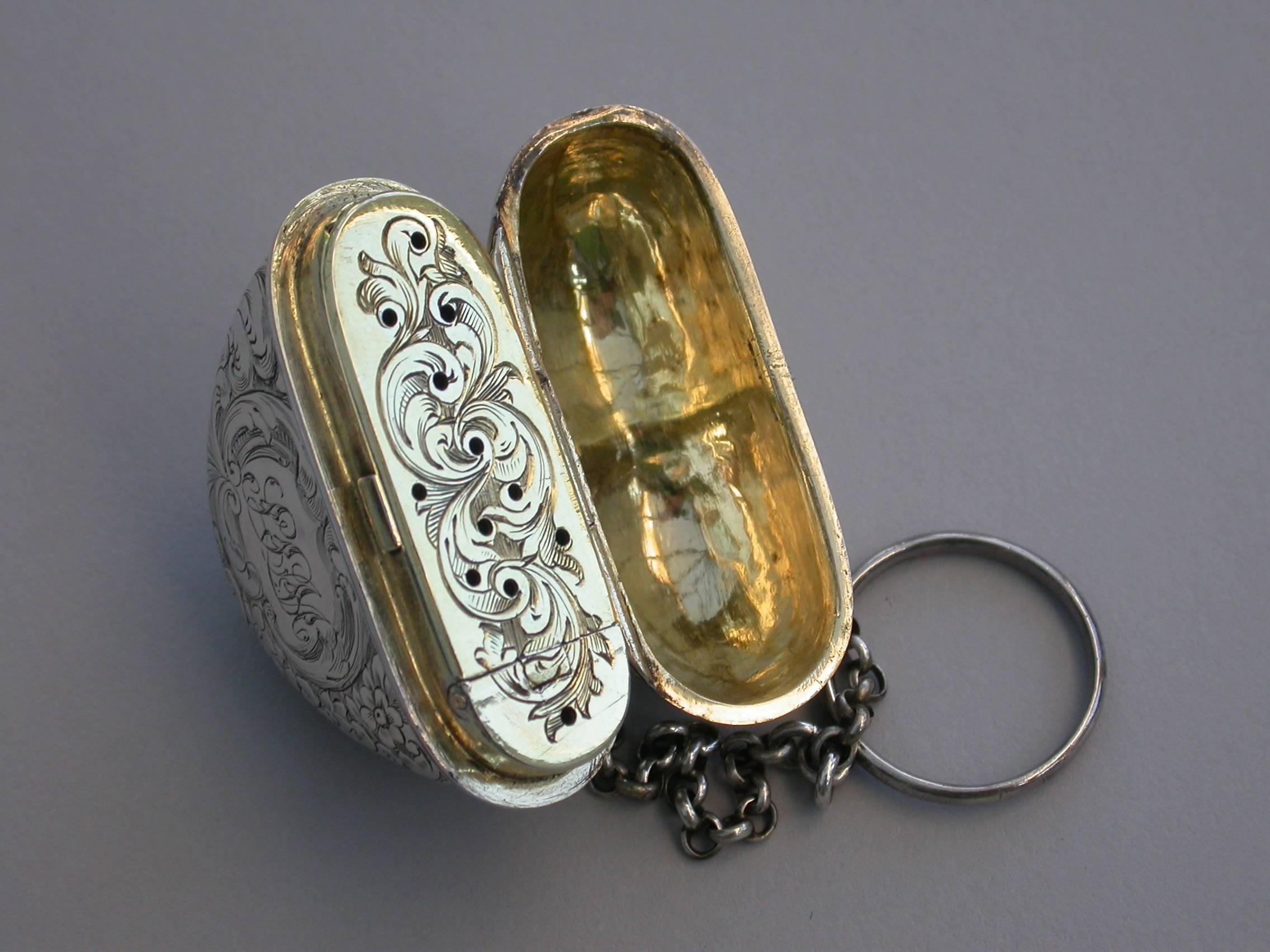 Victorian Antique Silver Heart Shaped Vinaigrette, Rawlings & Summers, 1852 1