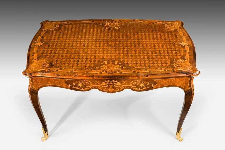 French Napoleon III Rosewood and Marquetry Writing Table
