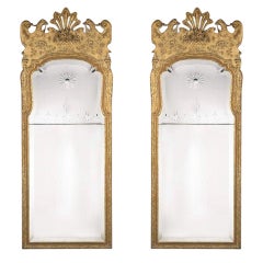 Paar viktorianische Spiegel aus vergoldetem Holz im George-I.-Stil