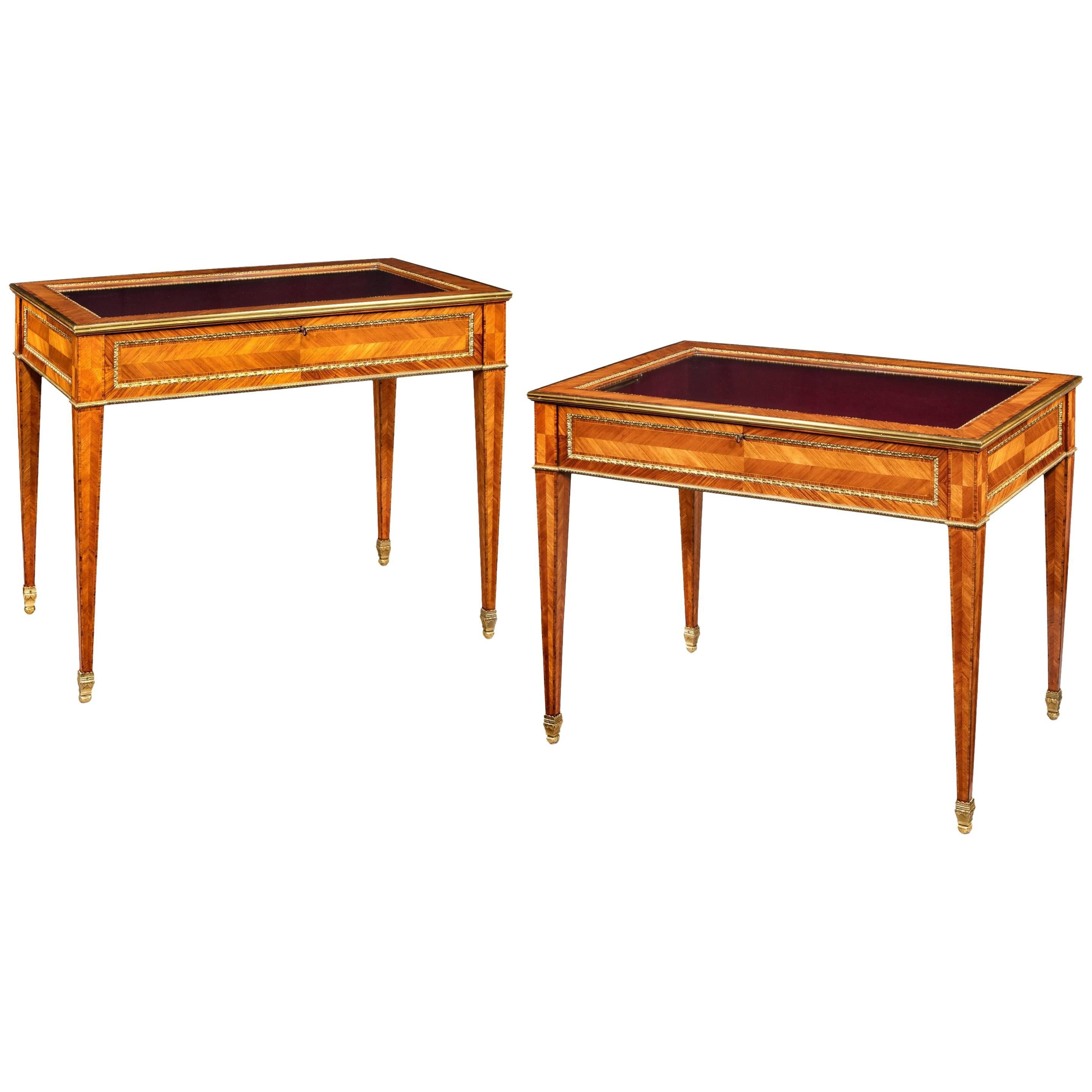 Pair of English Kingwood Display Tables in the French Taste