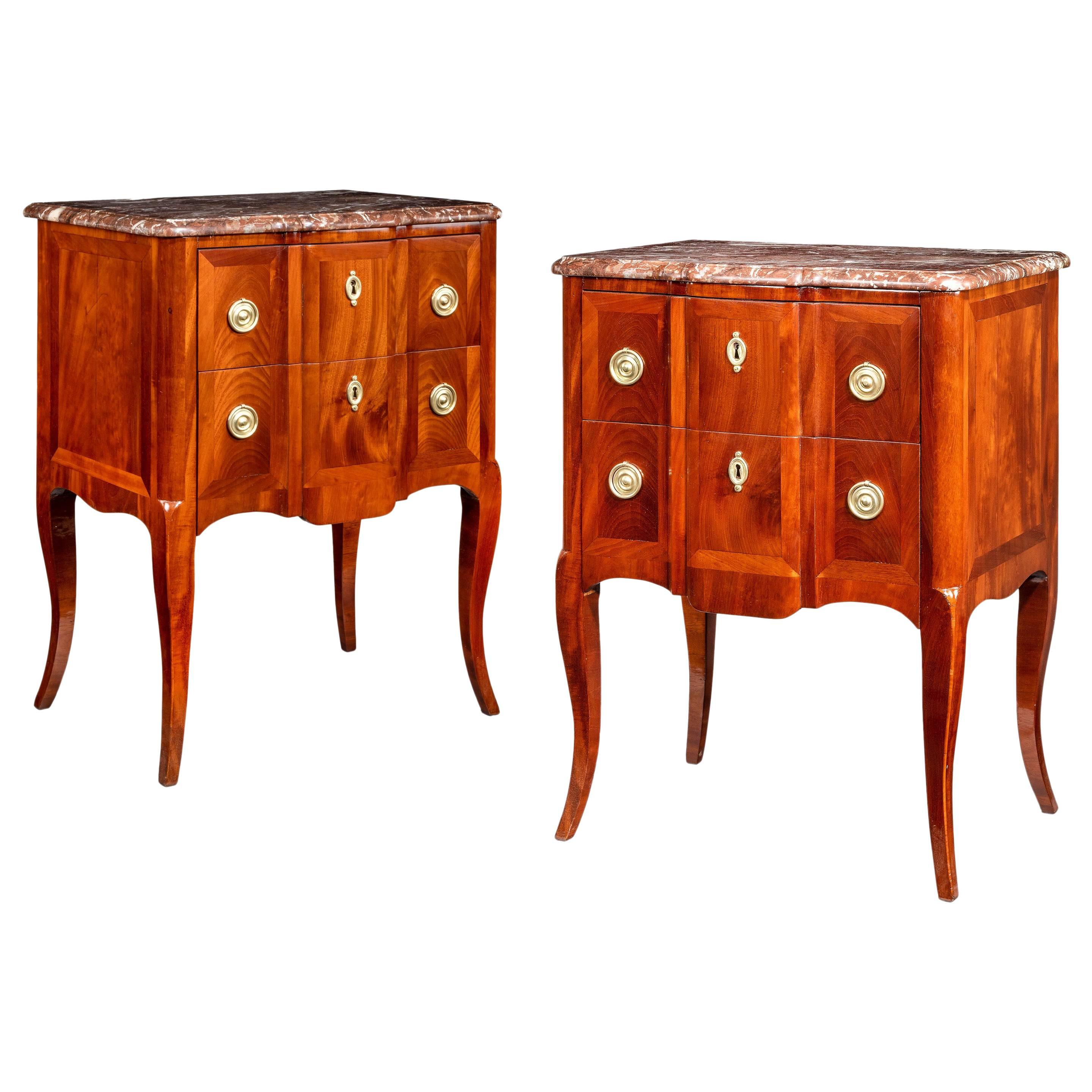 Pair of Late 19th Century Flame Mahogany Petits Commodes