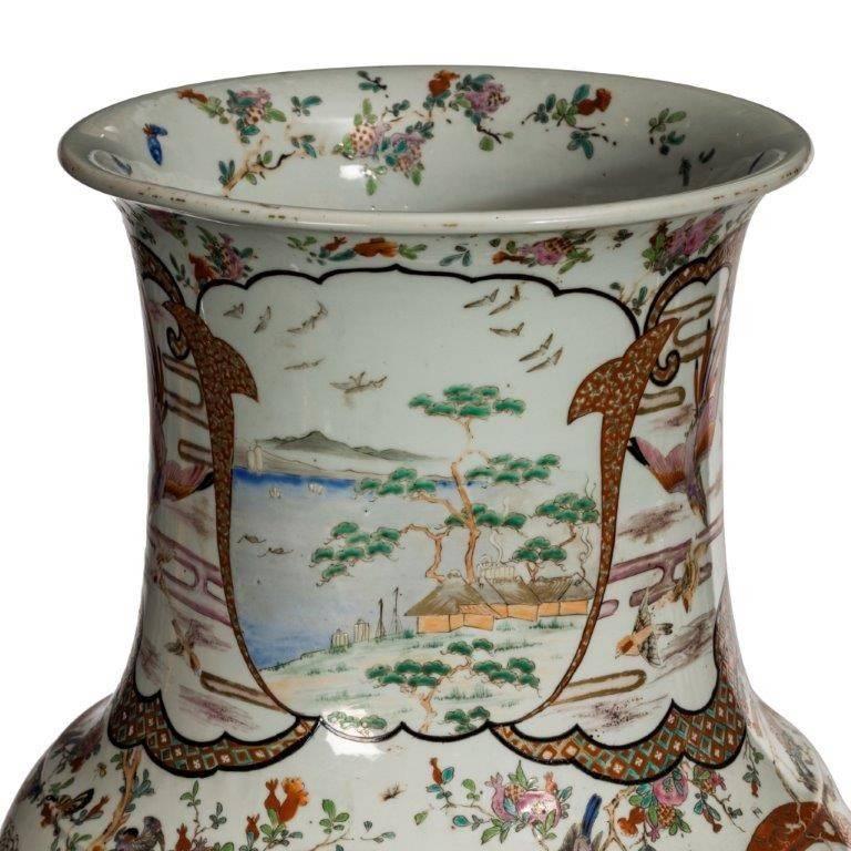 Pair of Fukagawa Polychrome Porcelain Vases In Good Condition In Lymington, Hampshire