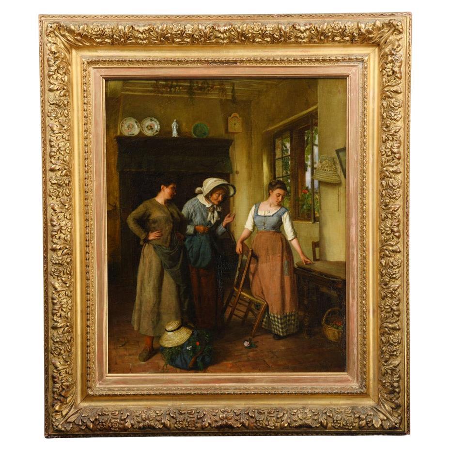 A Genre Interior Scene Painted by Jules Ruinart de Brimont (1838-1898)