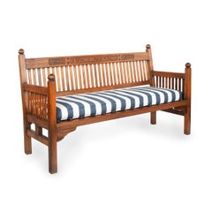 A Fine Garden Bench made from Teak from HMS Lion in the 1920s by Heals of London