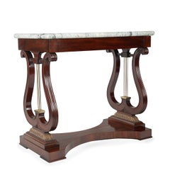 A Fine French Lyre Support Mahogany Centre Table, 2nd Quarter of the 19th Centur