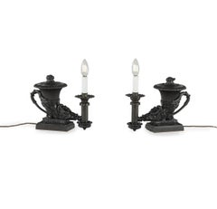 An Interesting Pair of William IV Period Bronze Colza Rhyton Lamps