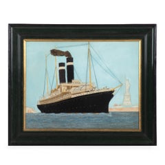 A Woolwork Picture of the S S Philadelphia, c.1901, Entering the Harbour in New