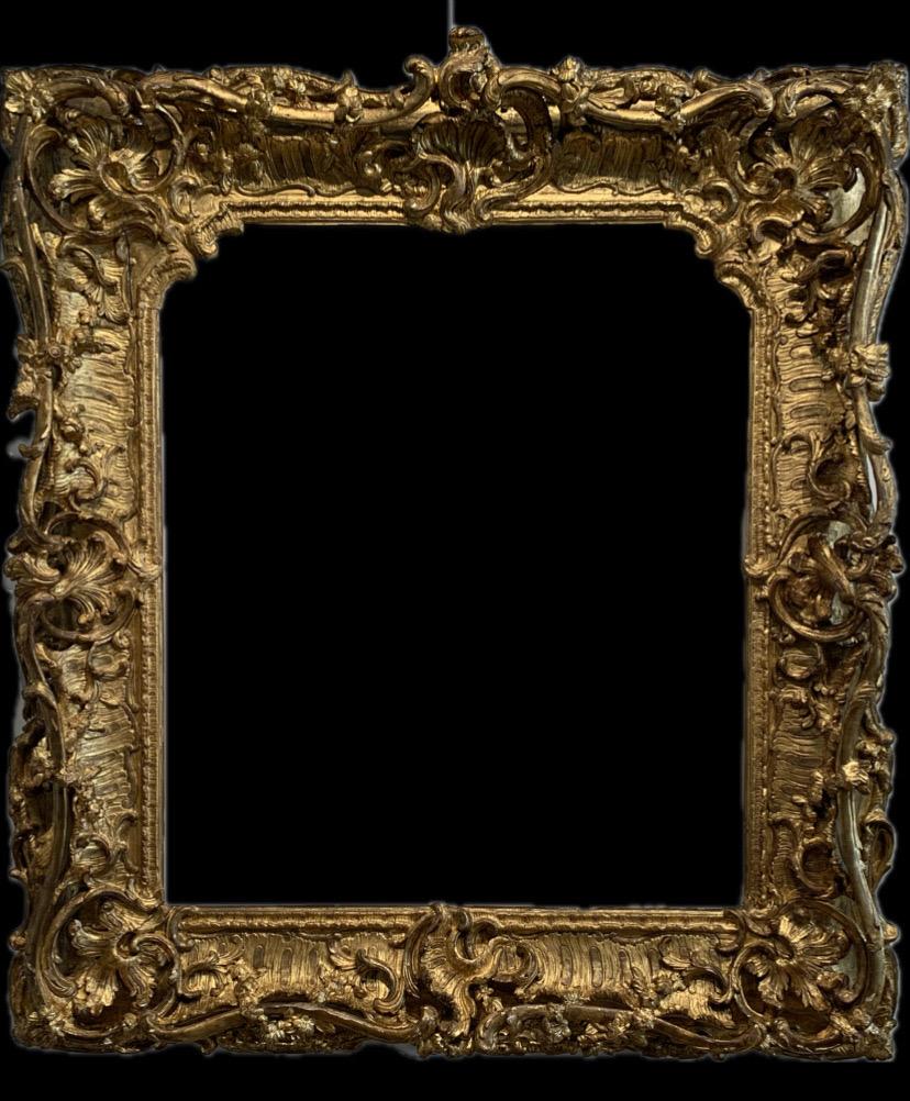 Gilt French Asymmetric 18th c. Rococo Frame, carved and gilded wood, circa 1735-40 For Sale