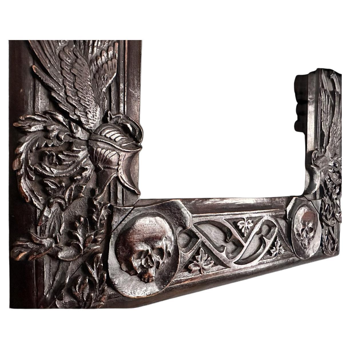 “Skull” Frame, Carved Wood 19th 1860-1880 Specially Created for Dürer Engraving For Sale