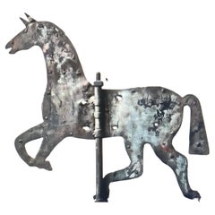 Late 19th Century Sheet Iron and Metal Trotting Horse Weathervane