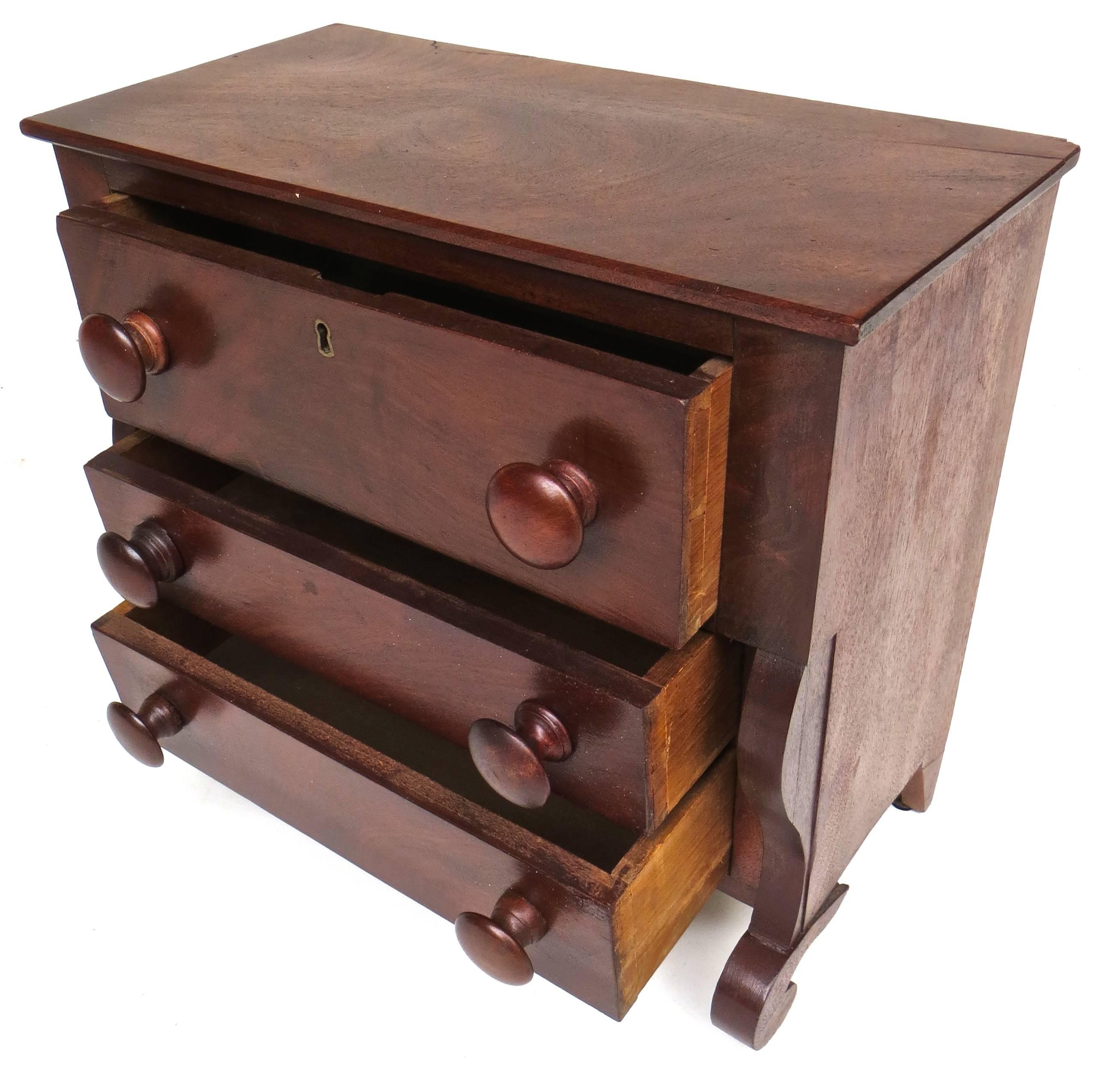 19th Century American Empire Miniature Chest (possibly Thomas Day) In Excellent Condition In Incline Village, NV