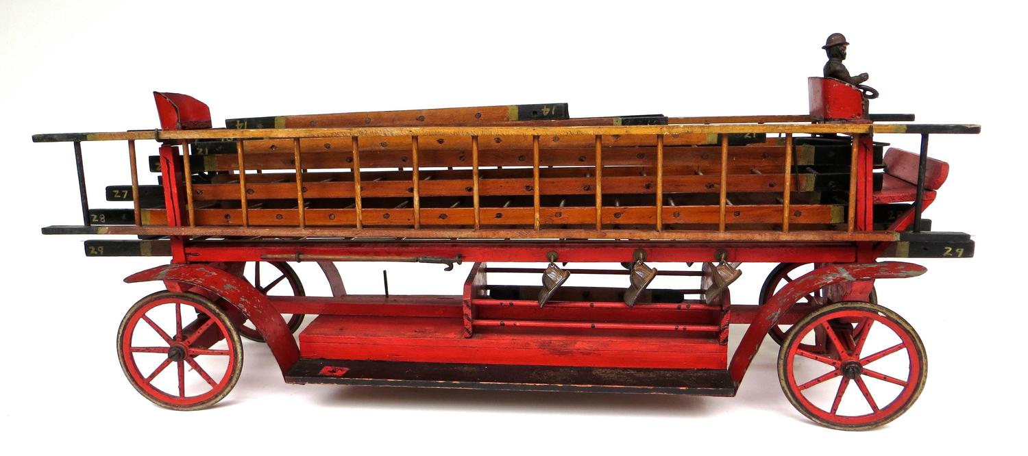 Oversized Ladder Fire Truck, American, New York. Marked \u201cBrooklyn,\u201d circa 1910 For Sale at 1stdibs