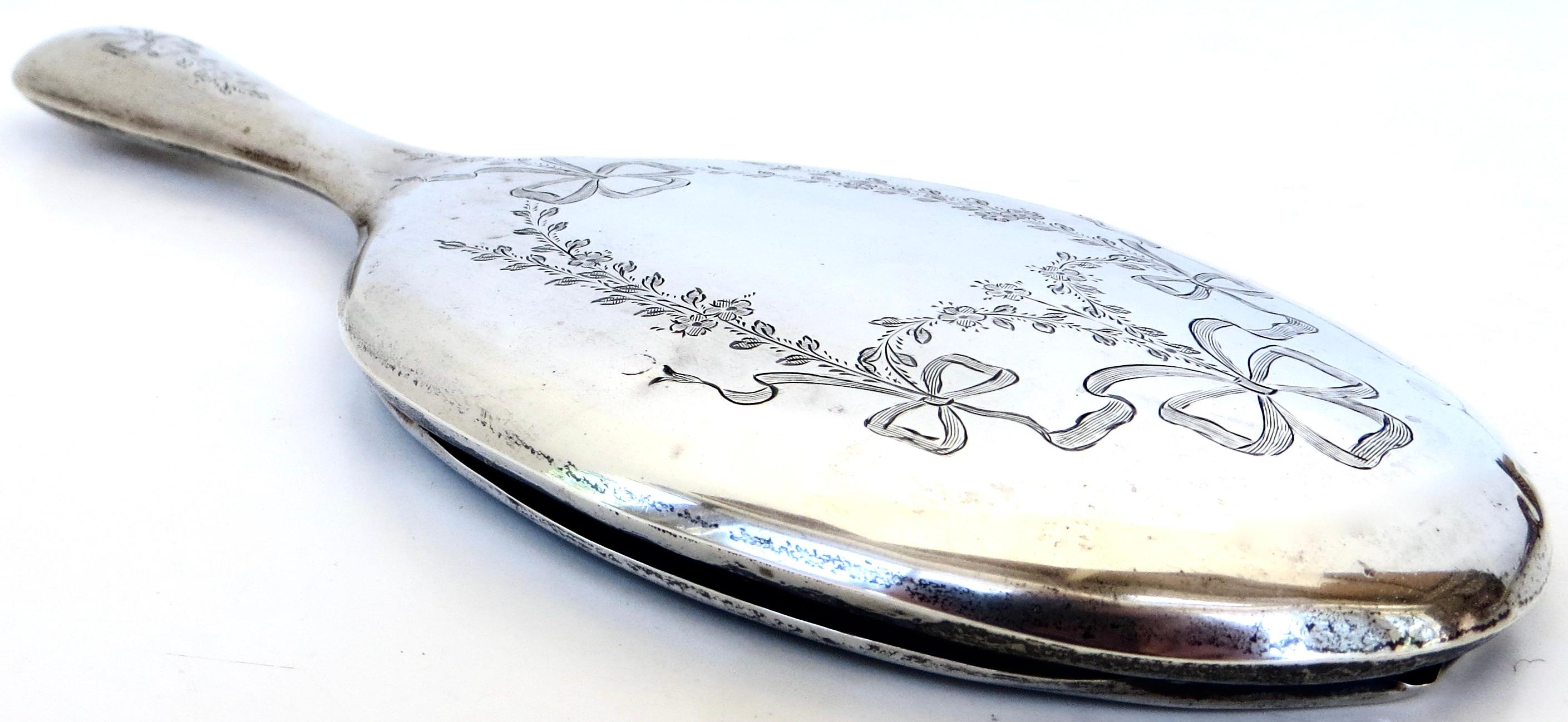 English Art Nouveau (7) Piece Sterling Silver Vanity 