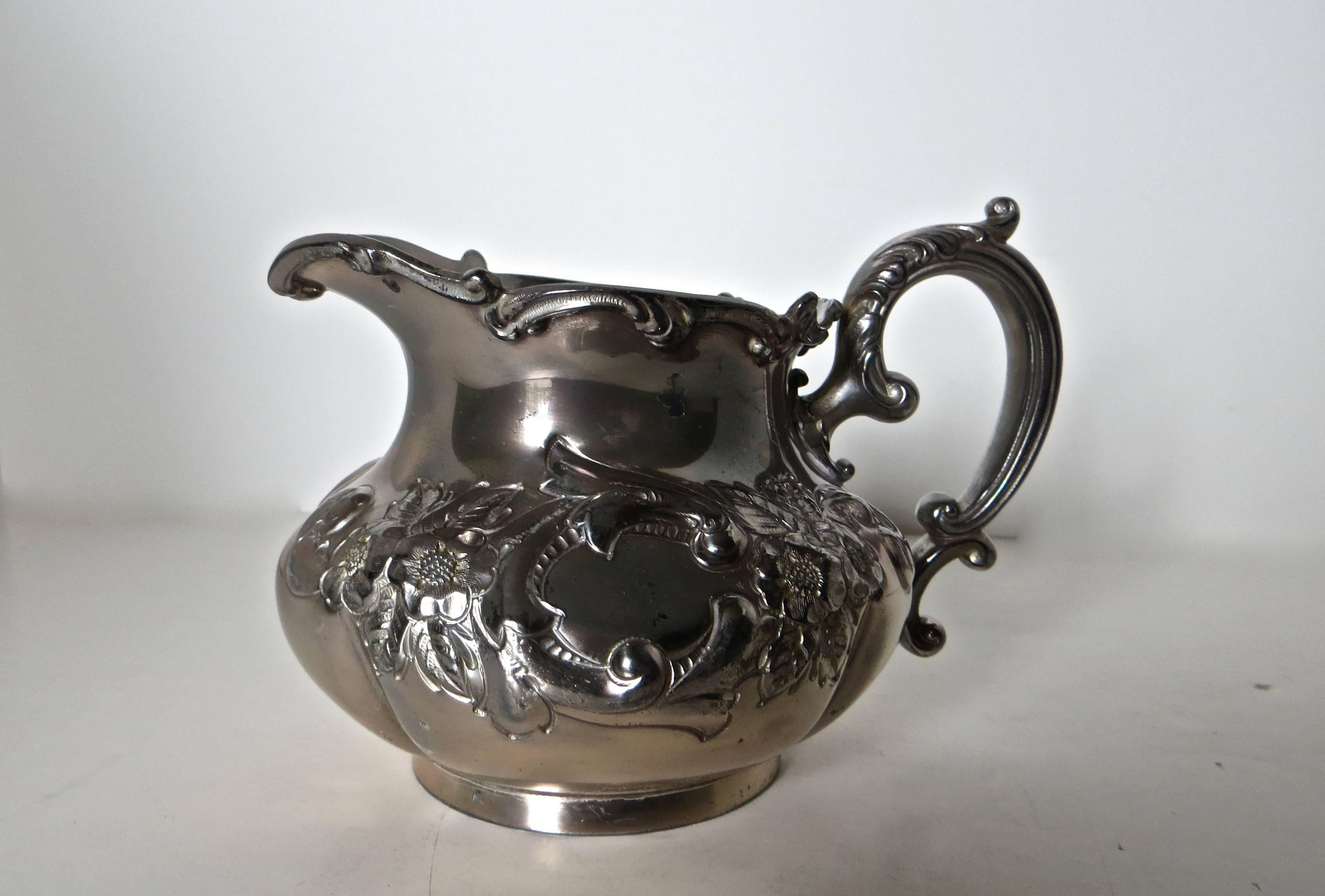 American Five-Piece Silver Plate Tea Service with Tray, Late 19th Century 1