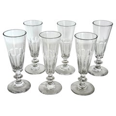 Set of 6 Saint-Louis Crystal Fine Quality Champagne Glasses "Caton" French C1880