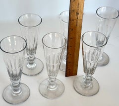 Set of 6 Saint-Louis Crystal Fine Quality Champagne Glasses "Caton" French C1880