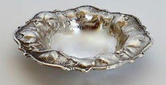 Small Art Nouveau Sterling Grape Cluster Motif Scalloped Dish by Whiting C1905