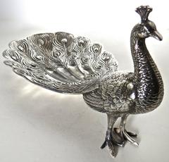 Amerikanische versilberte Pfauenfigur des späten 19. Jahrhunderts