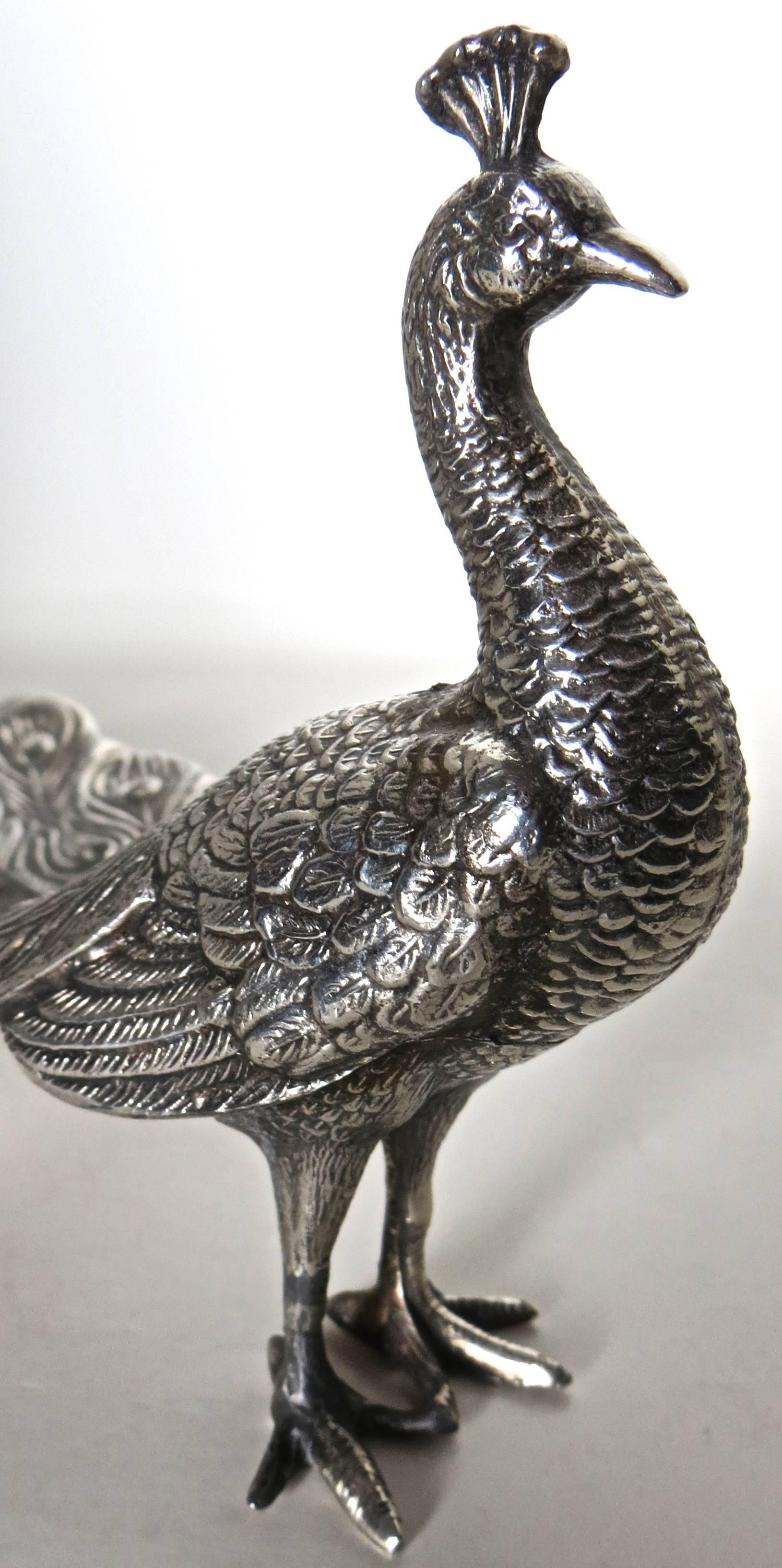 Victorian Late 19th Century American Silver Plated Peacock Figural Dish