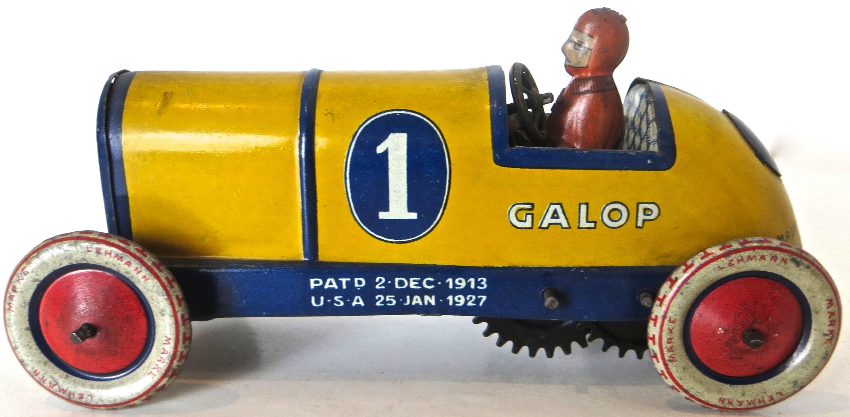 Folk Art Antique Toy Two Car Garage with Autos by Lehman, Germany, circa 1927