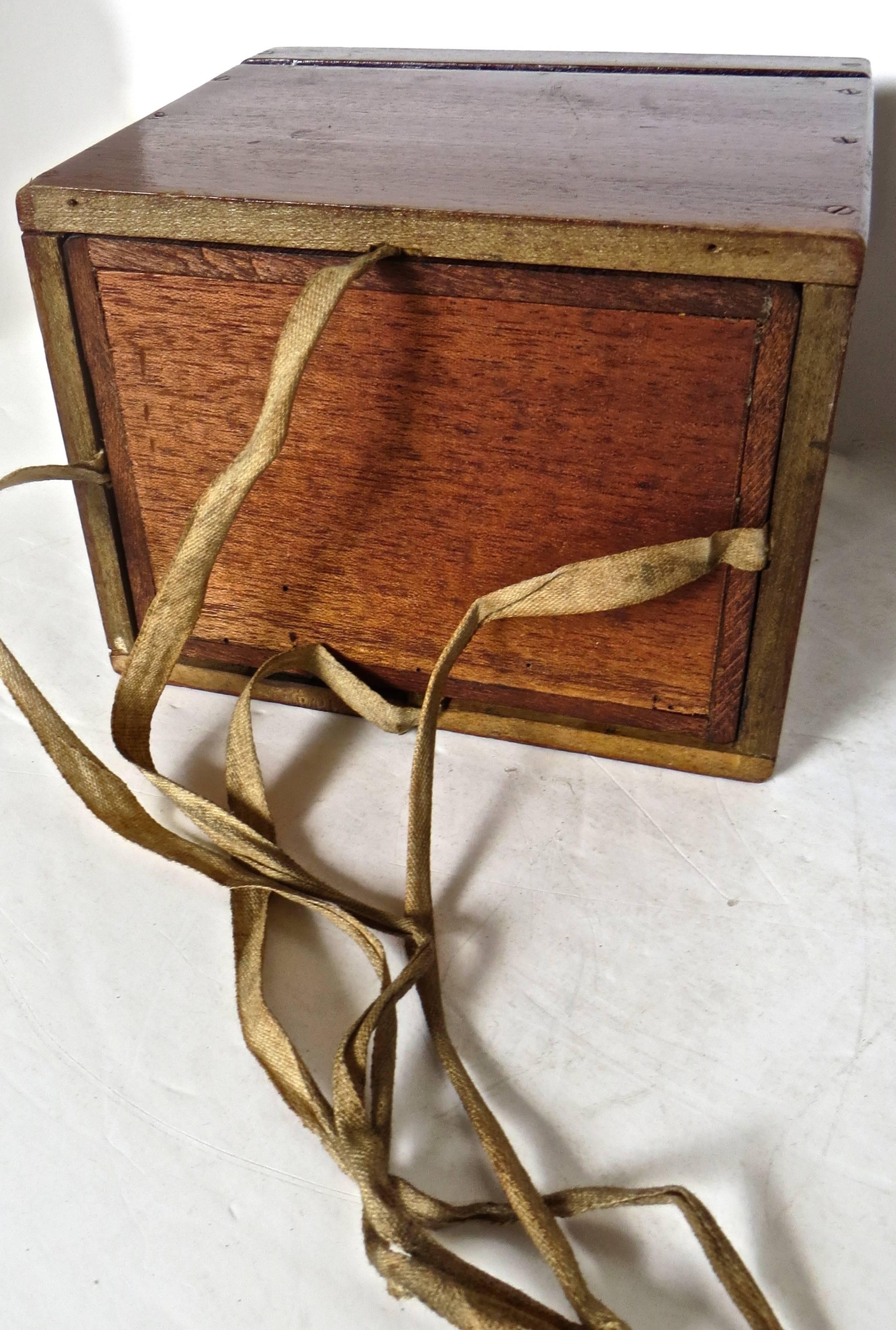 American Magician's Trick Double Wood Boxes with Ties, circa 1890 For Sale
