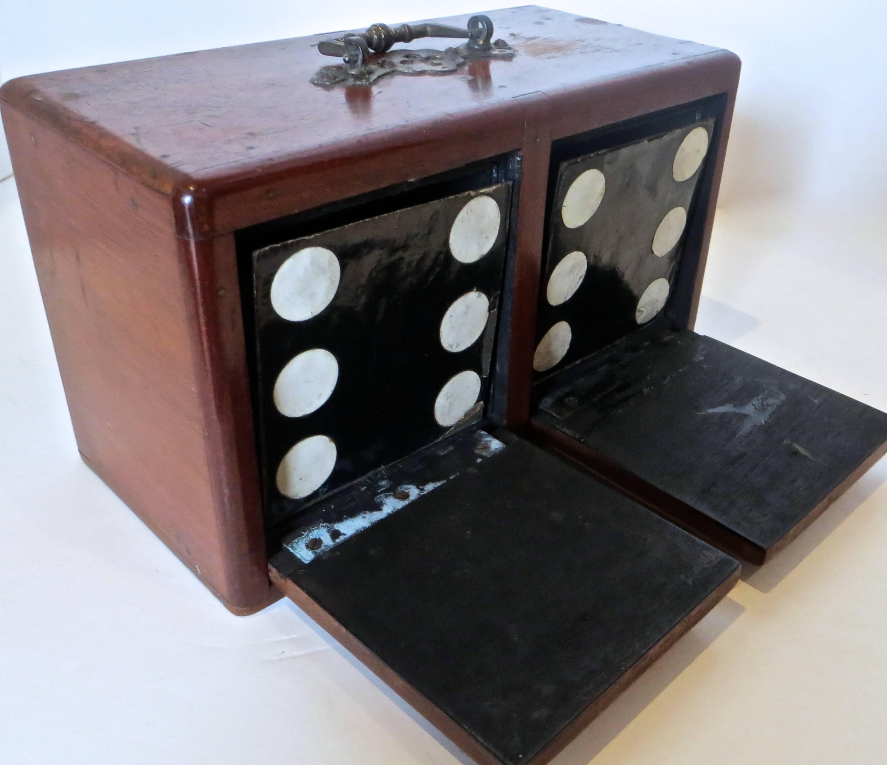 Two-Sided Four-Door Box with Pair of Dice, Magic Trick, circa 1890 In Excellent Condition In Incline Village, NV